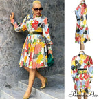 Printed Long Sleeve Fashion Dresses