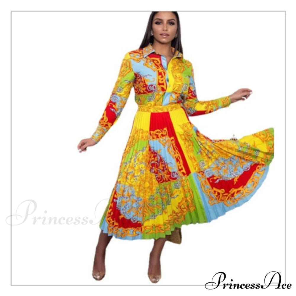 Printed Long Sleeve Fashion Dresses