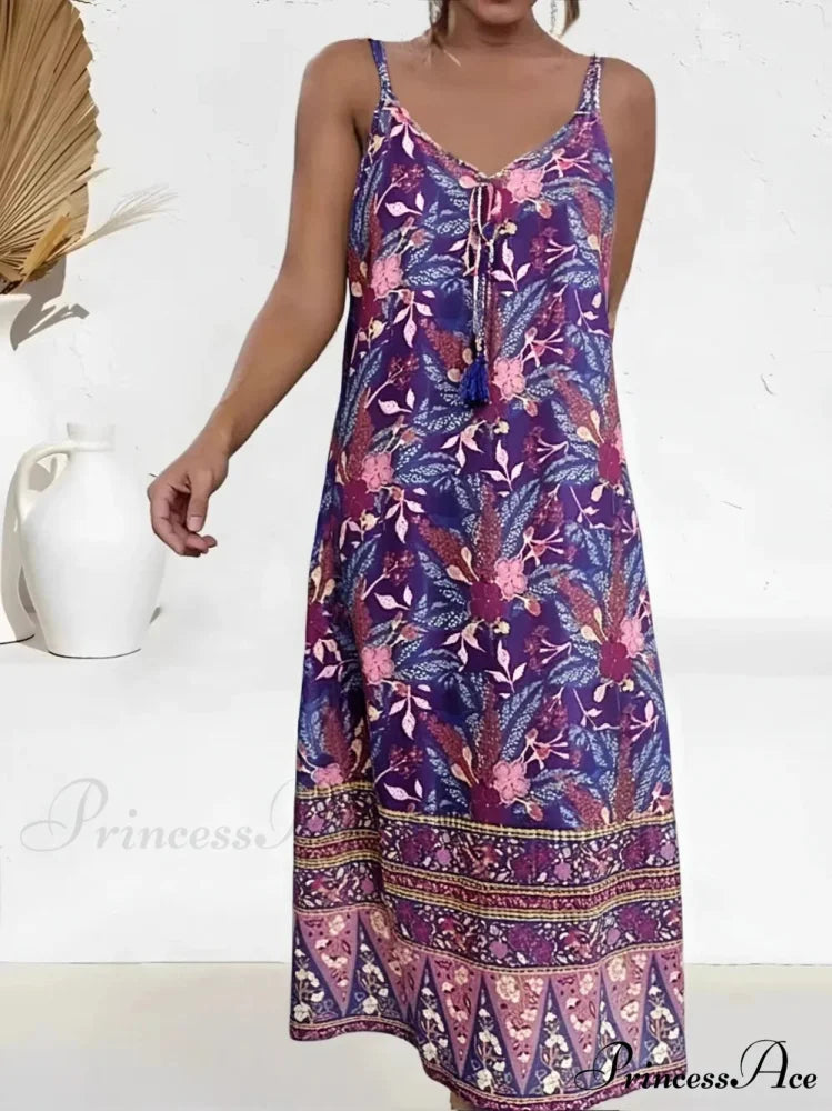 Printed Sleeveless Beach Boho Dress