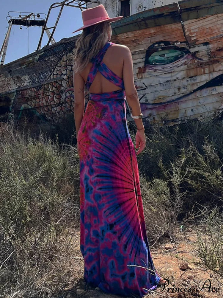Printed Sleeveless Stylish V-Neck Maxi Dress