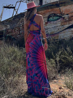 Printed Sleeveless Stylish V-Neck Maxi Dress