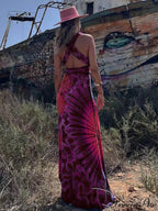 Printed Sleeveless Stylish V-Neck Maxi Dress