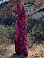Printed Sleeveless Stylish V-Neck Maxi Dress