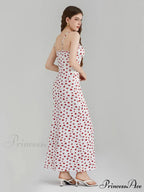 Printed Spaghetti Strap Ribbon Tie-Up Slip Holiday Flower Dress