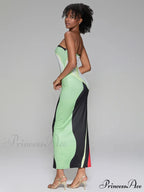 Printed Strapless Side Split Flower Dress