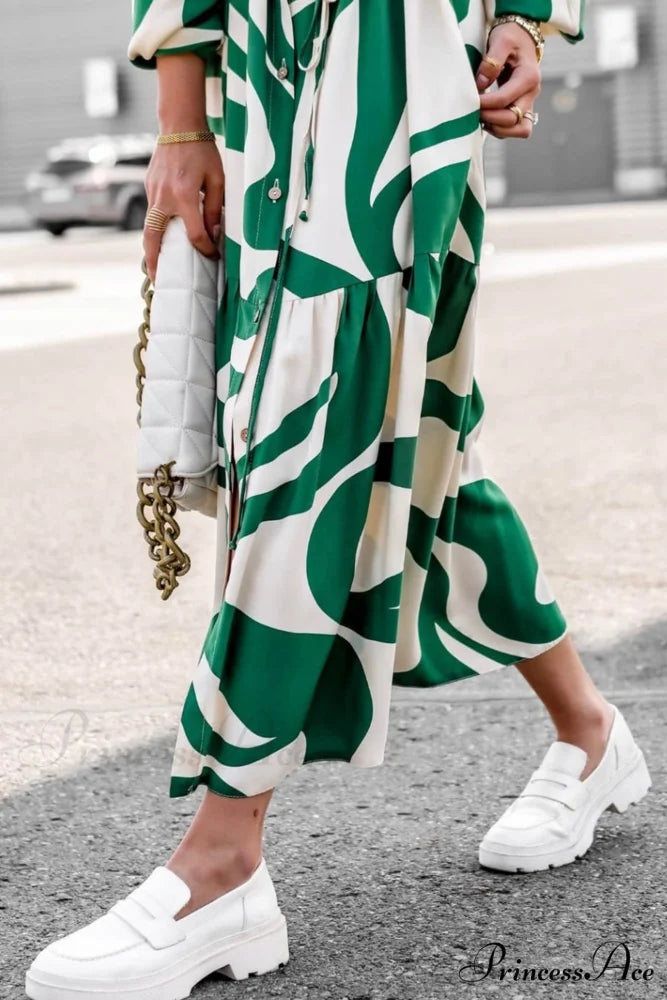 Printed Strappy Shirt Dress with Contrast