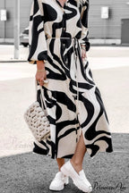 Printed Strappy Shirt Dress with Contrast