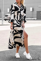 Printed Strappy Shirt Dress with Contrast