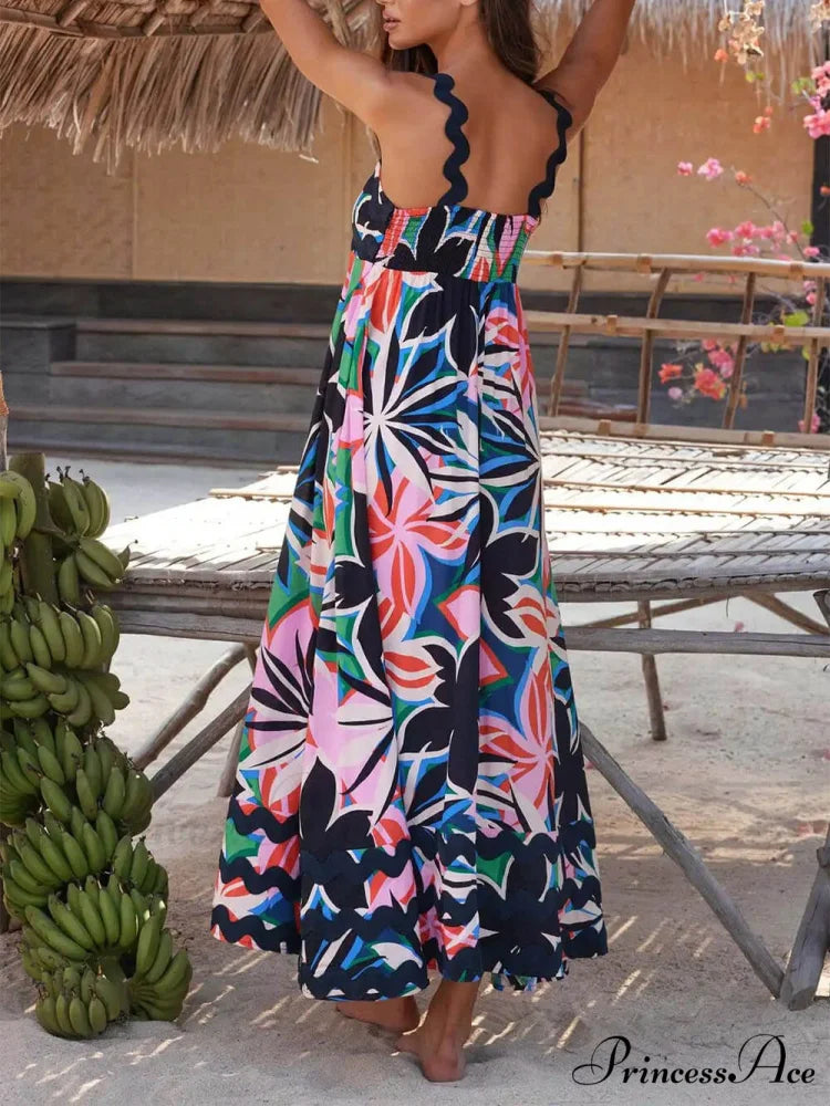 Printed Suspender Stylish Maxi Dress
