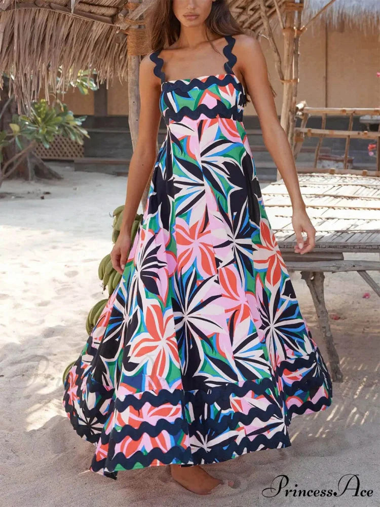 Printed Suspender Stylish Maxi Dress