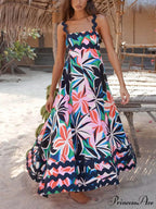 Printed Suspender Stylish Maxi Dress
