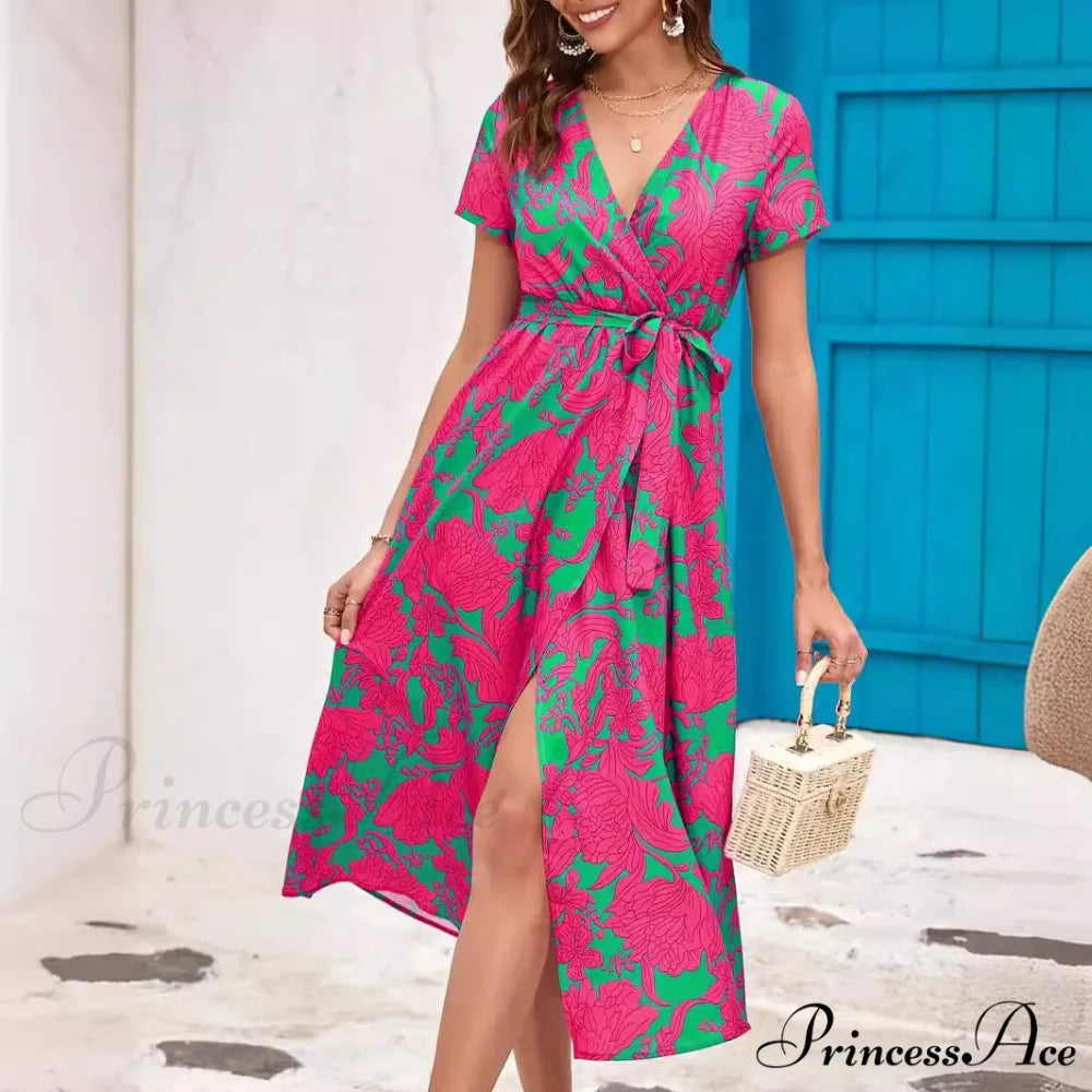 Printed V-neck Summer Dress