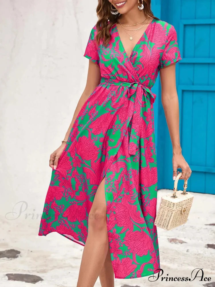 Printed V-neck Summer Dress