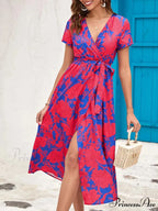 Printed V-neck Summer Dress
