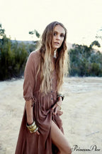 Printing Large Deep V Neck Stretch Bohemian Dress