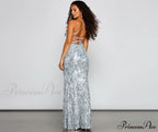 Priya Formal Iridescent Charming Sequin Scroll Dress