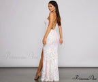 Priya Formal Iridescent Charming Sequin Scroll Dress