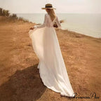 Profound Plunging Neckline Extended Sleeve Bridal Wedding Gown