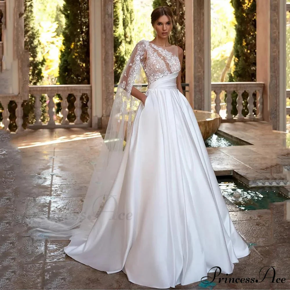Profound Plunging Neckline Extended Tail Bridal Gown