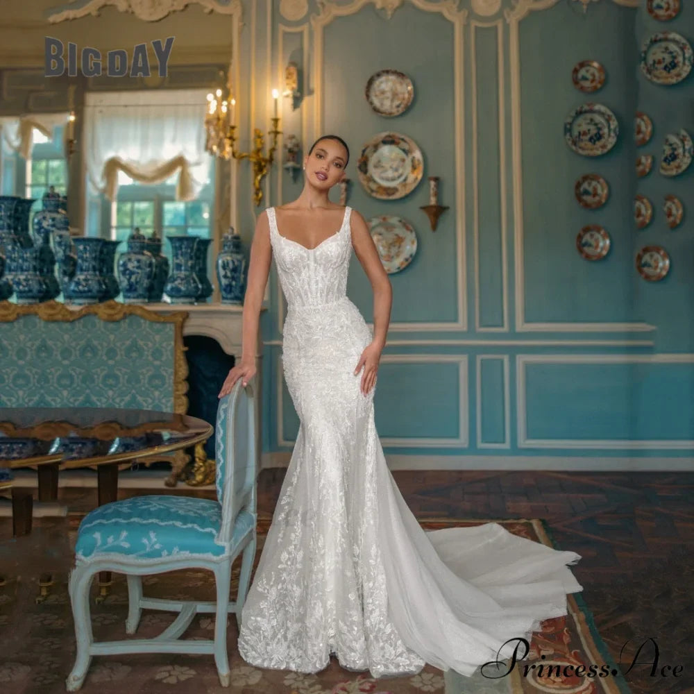 Profound Plunging Neckline Extended Tail Evening Marriage Gown