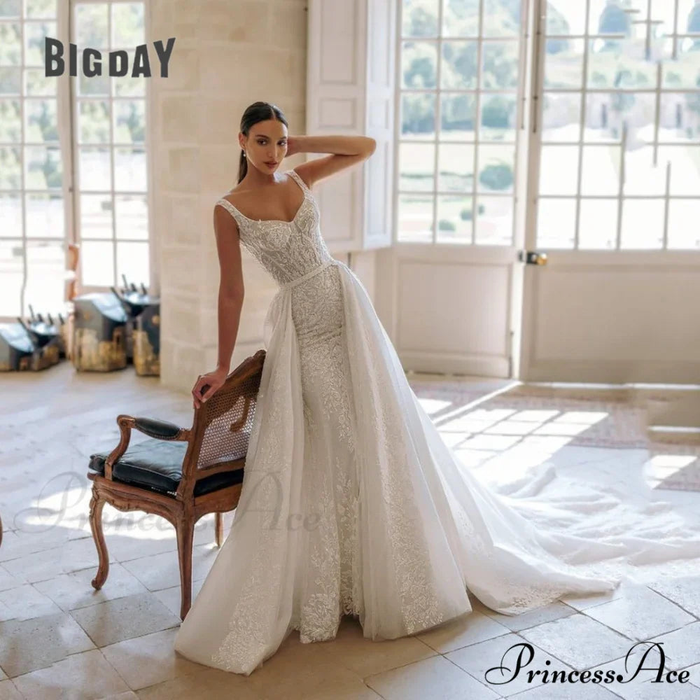 Profound Plunging Neckline Extended Tail Evening Marriage Gown