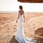 Profound Plunging Neckline Lace Mermaid Bridal Gown