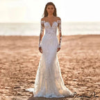 Profound Plunging Neckline Lace Mermaid Bridal Gown