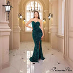 Profound Plunging Neckline Sparkling Evening Prom Gown