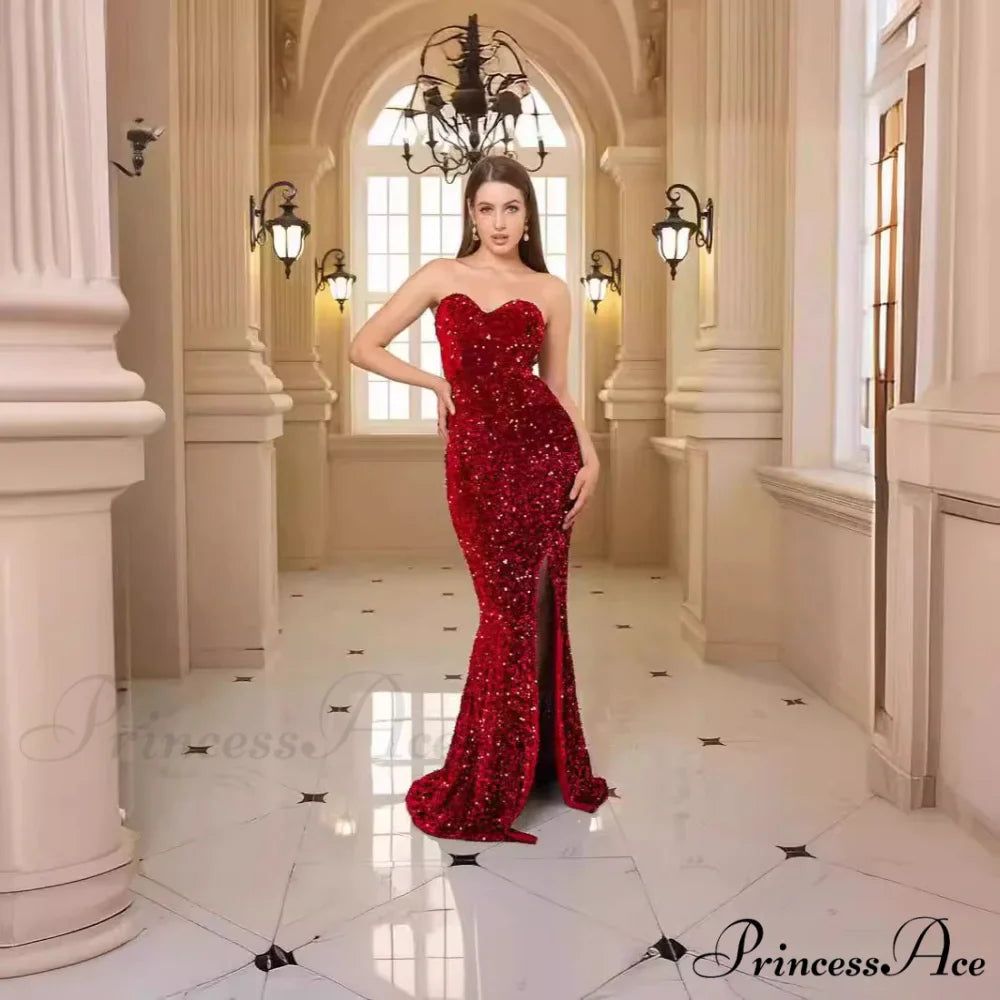 Profound Plunging Neckline Sparkling Evening Prom Gown