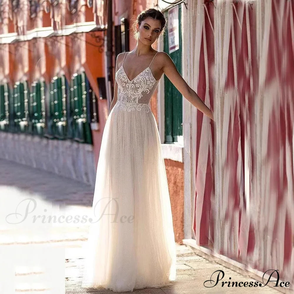 Profound Plunging Sheer Tulle Bridal Gown