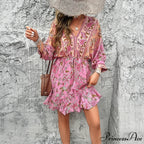 Profound V Neck Petite Cotton Boho Dress