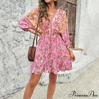 Profound V Neck Petite Cotton Boho Dress