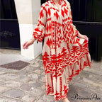 Prolonged Sleeve Ruffled Bohemian Dress