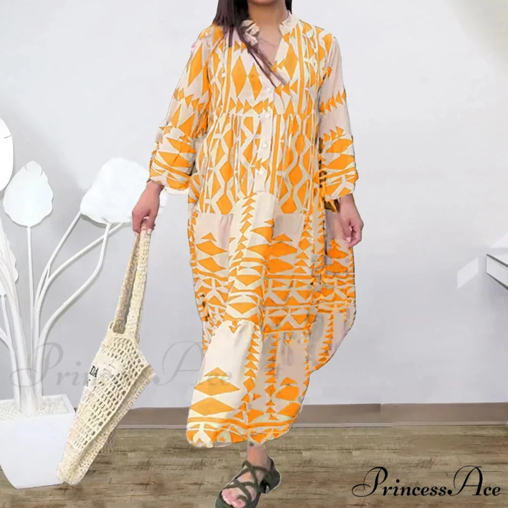 Prolonged Sleeve Ruffled Bohemian Dress