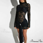 Prolonged-Sleeve Ruffled Envelop Mini Dress
