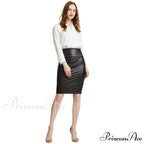 PU Leather Elegant Pencil Midi Skirts