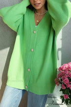 Puff Sleeve Cardigan with Pearl Buttons
