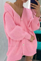 Puff Sleeve Cardigan with Pearl Buttons