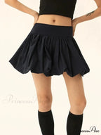 Puffy Frill Hem Pleated Skirt