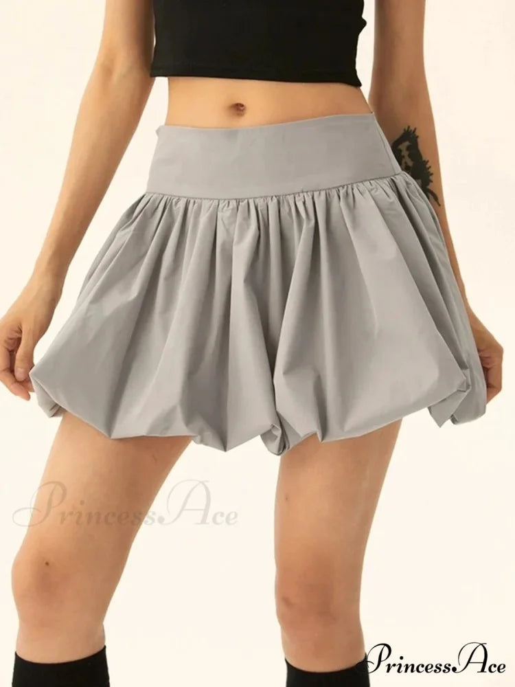 Puffy Frill Hem Pleated Skirt