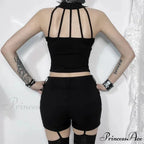 Punk Streetwear Backless Off Shoulder Crop Top