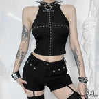 Punk Streetwear Backless Off Shoulder Crop Top