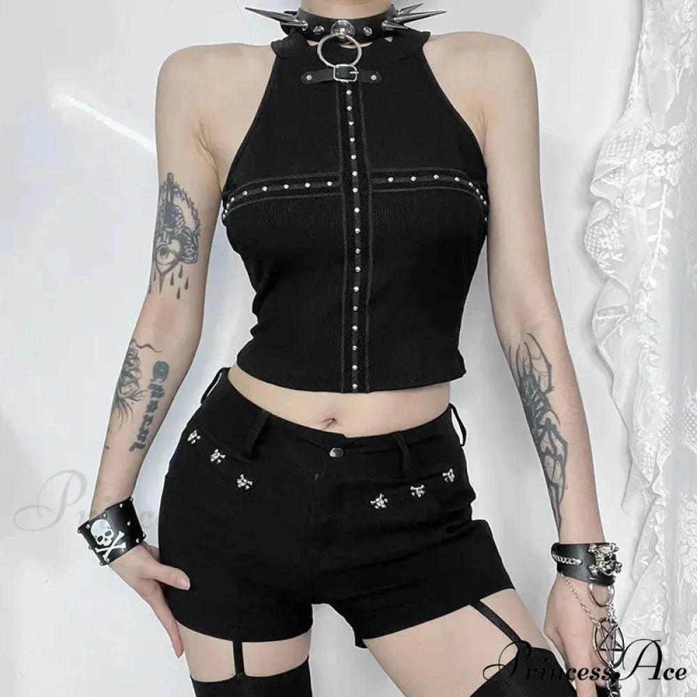 Punk Streetwear Backless Off Shoulder Crop Top