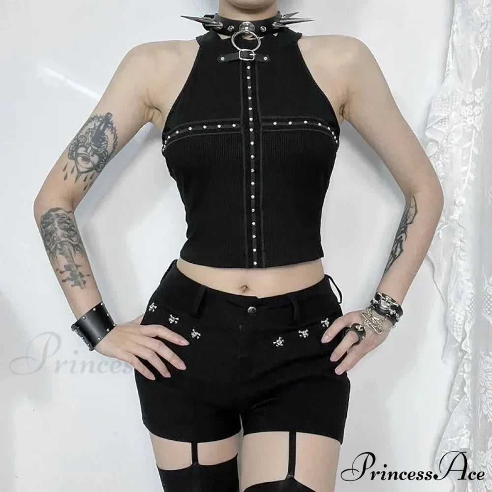 Punk Streetwear Backless Off Shoulder Crop Top