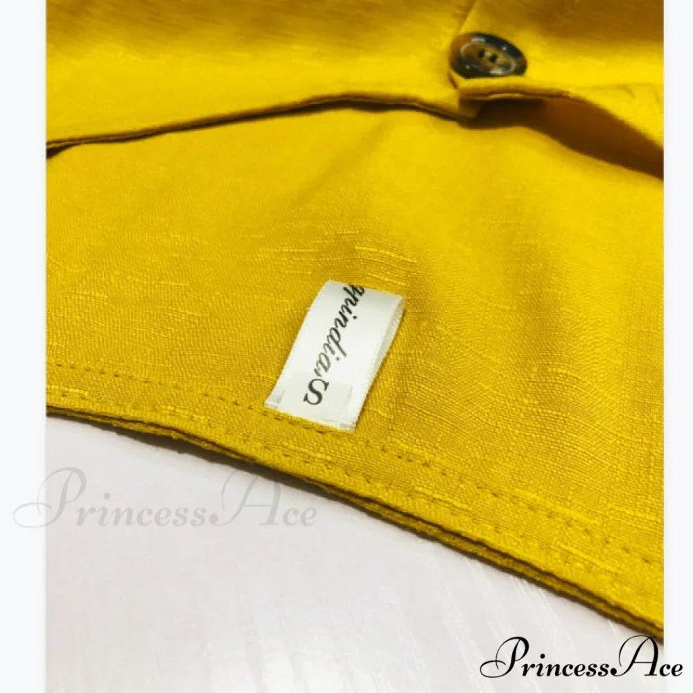 Pure Color Single Row Buttons V-Neck Dress