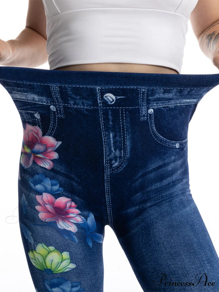 Push Up Flower Printed Capri Pants