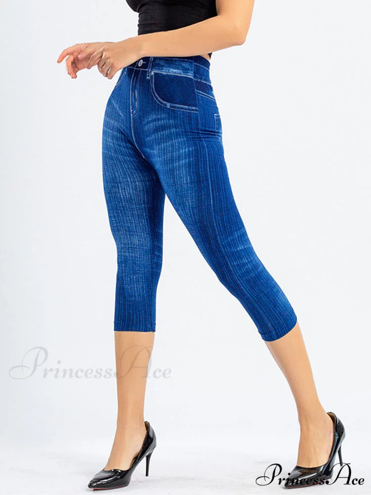 Push Up Flower Printed Capri Pants