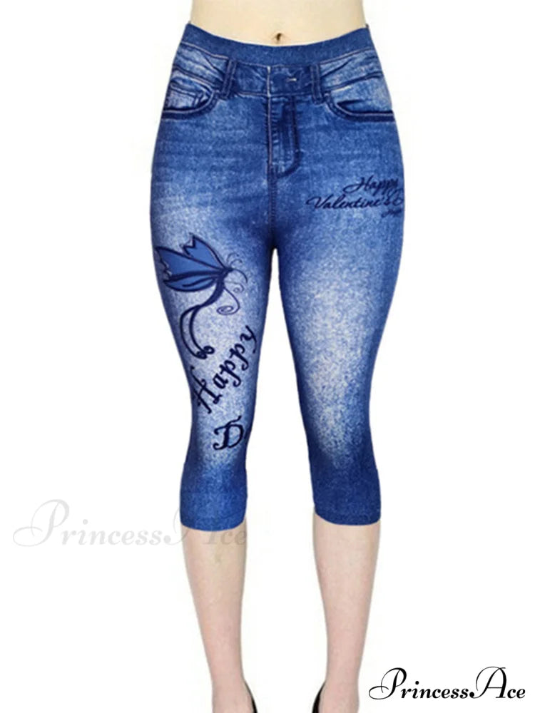 Push Up Flower Printed Capri Pants