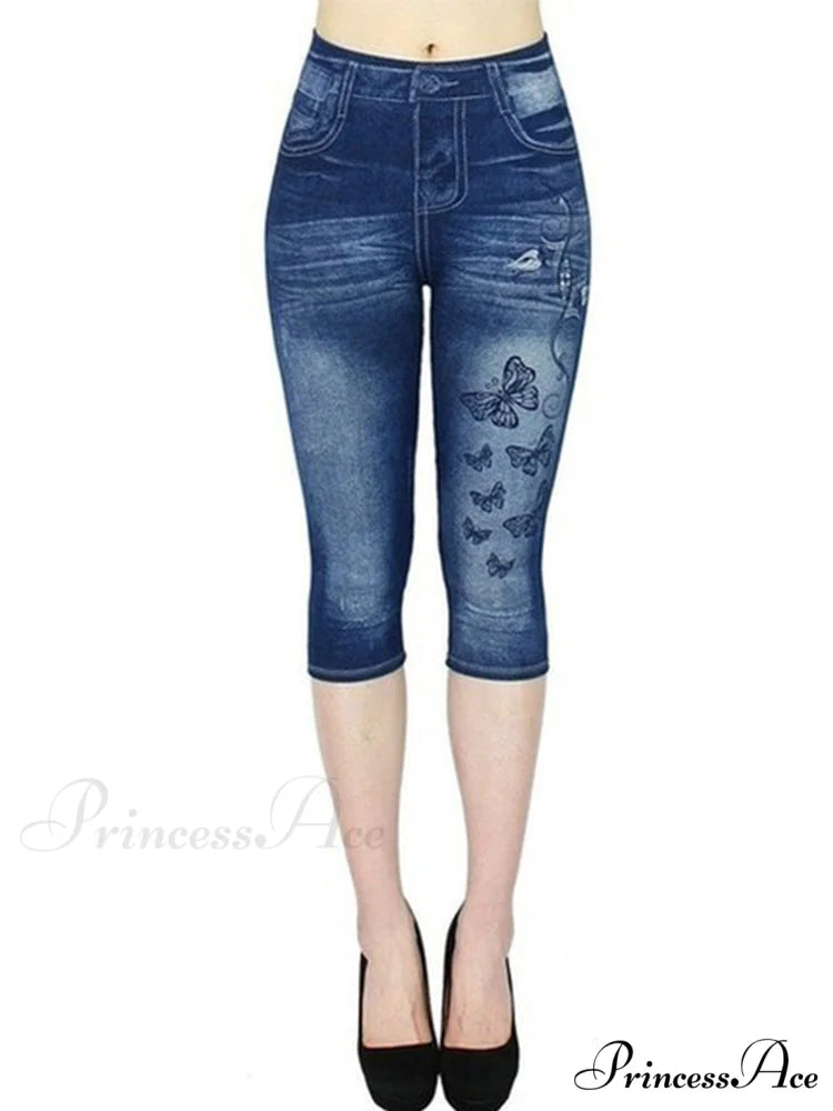 Push Up Flower Printed Capri Pants