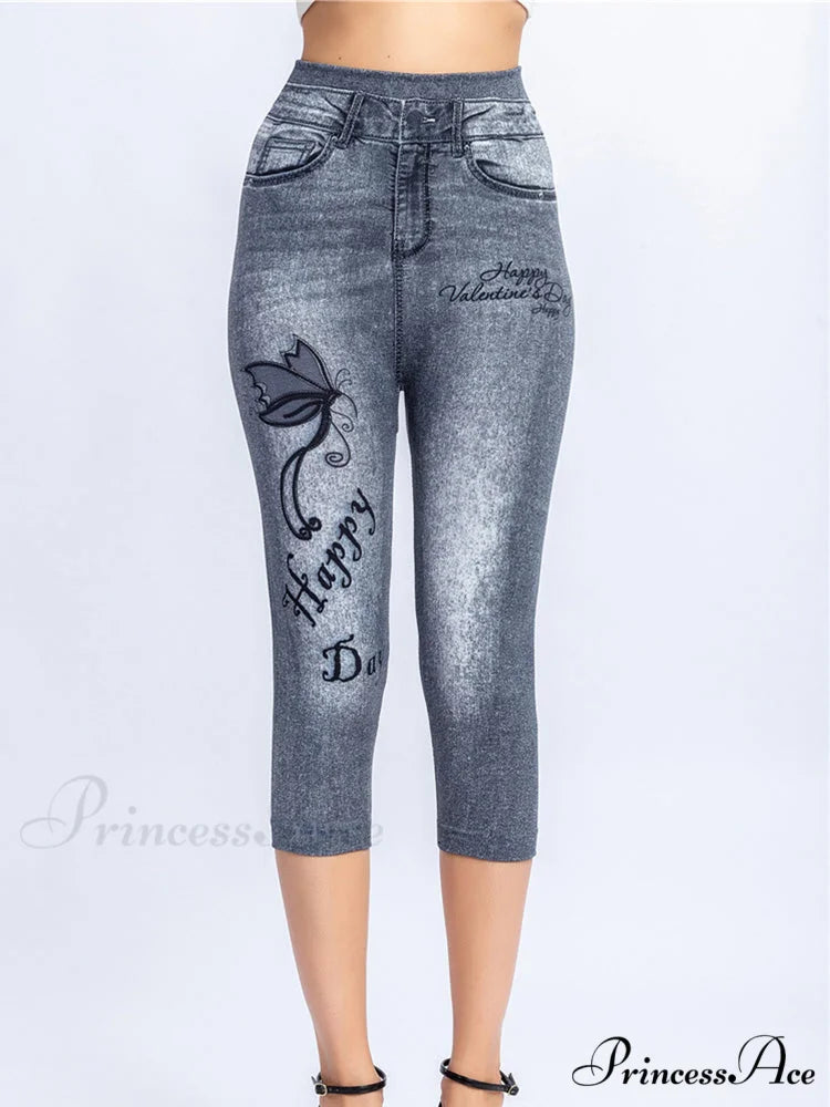 Push Up Flower Printed Capri Pants